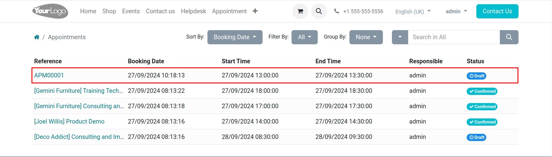 List of personal appointments