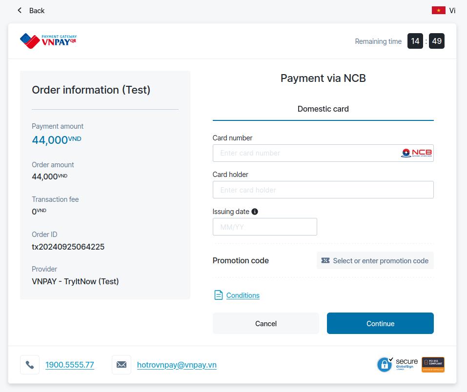 Add payment information