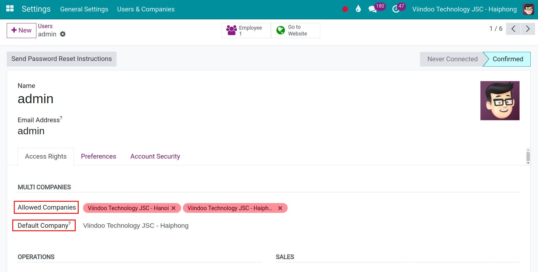 assign access rights to a user