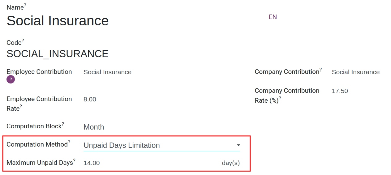 Computation method of unpaid days limitation