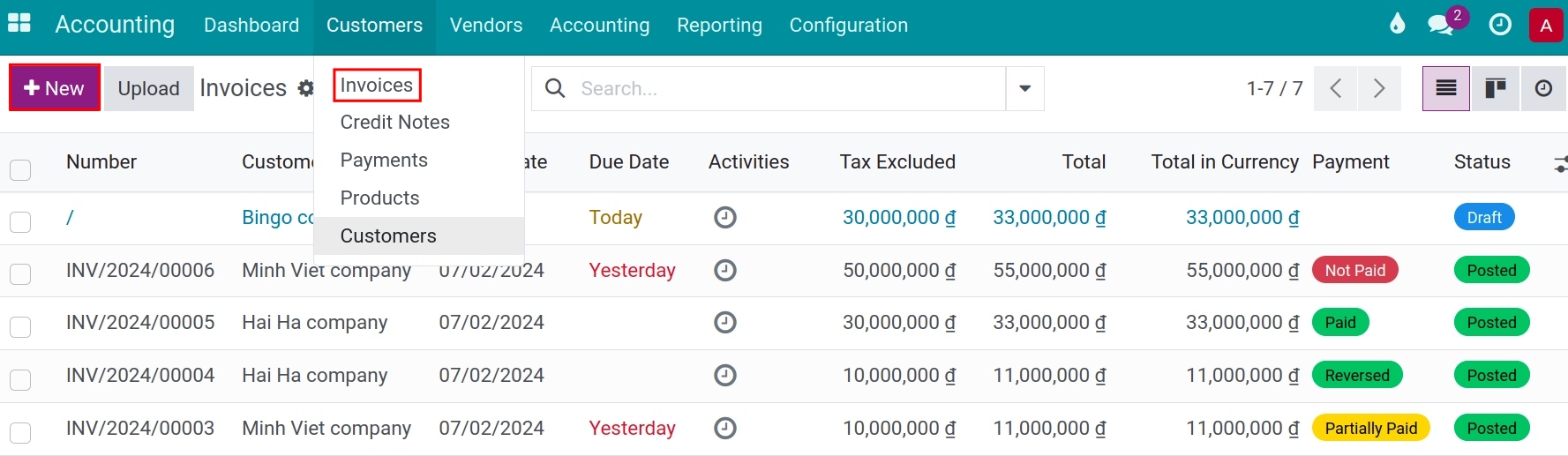 Create an invoice directly - Viindoo accounting software