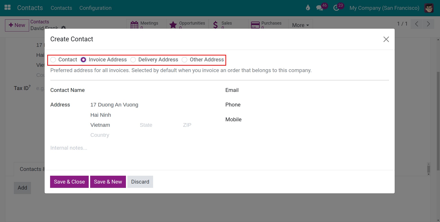 Add more Contacts & Addresses