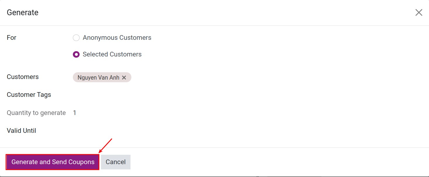 generate and send coupons for customers