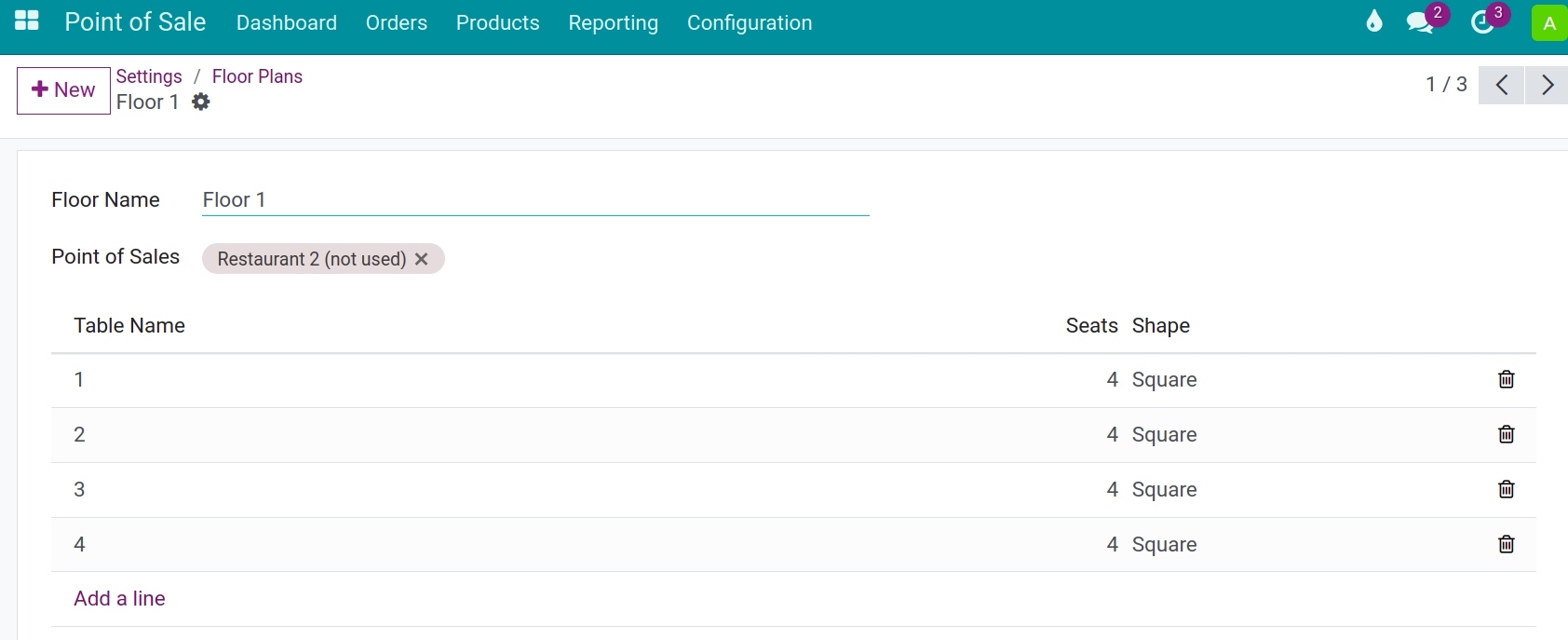 Set-up floors in viindoo pos