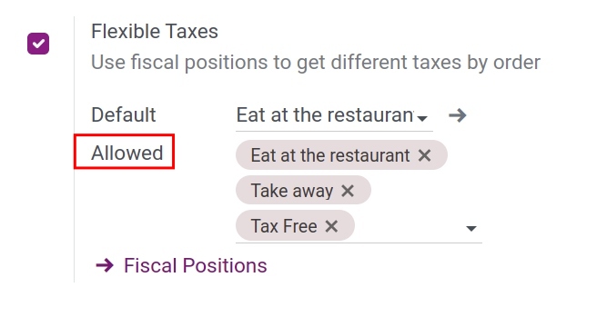Set up taxes that are allowed at the POS