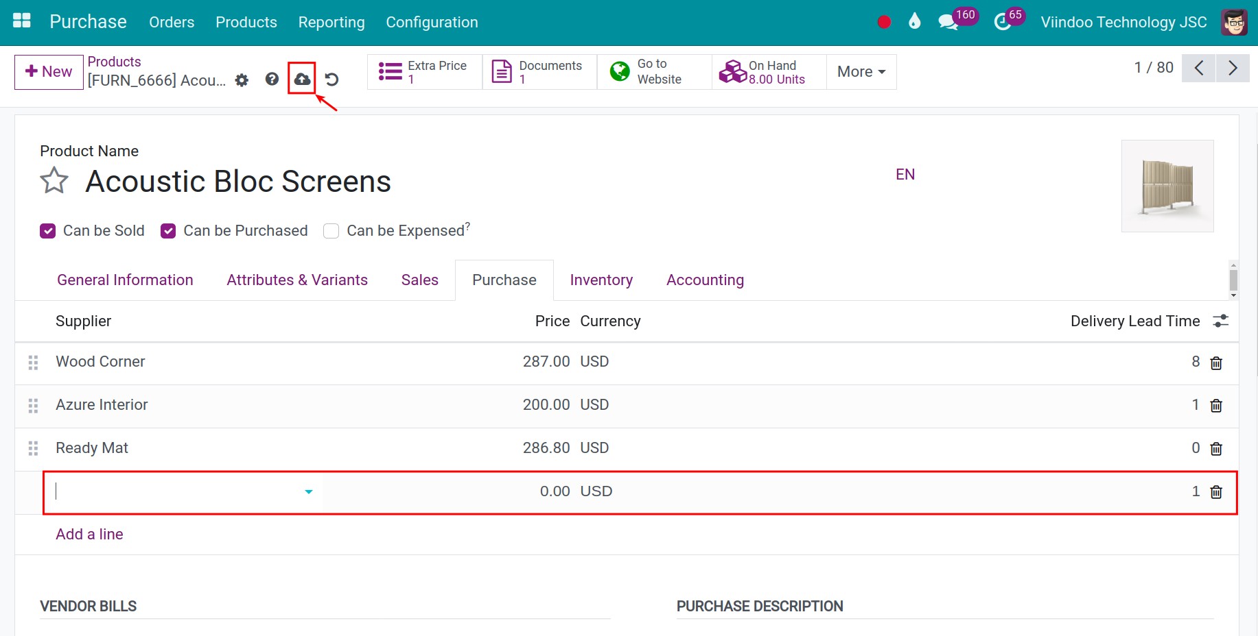 set up price on the product interface
