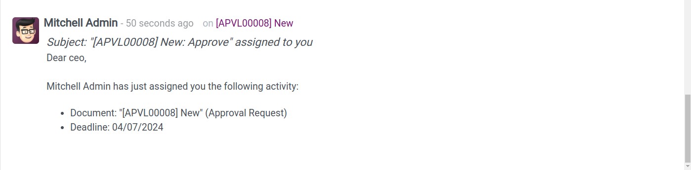 First approval notification -Viindoo