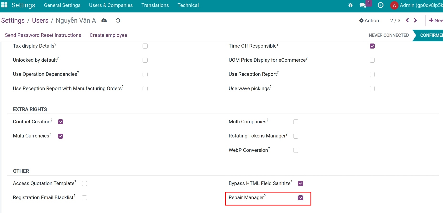 Repair Manager option