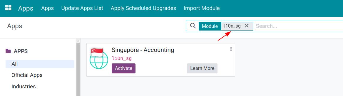 Searching fiscal localization module by Country code in Viindoo