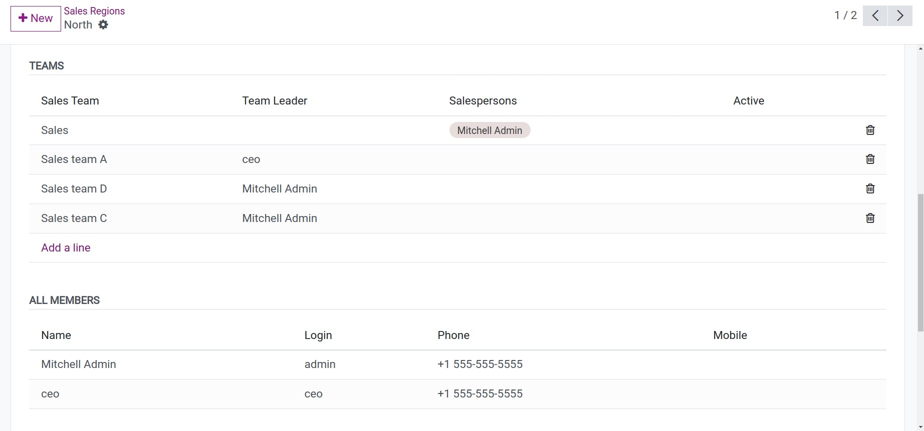 CRM sales regions detailed information in Viindoo