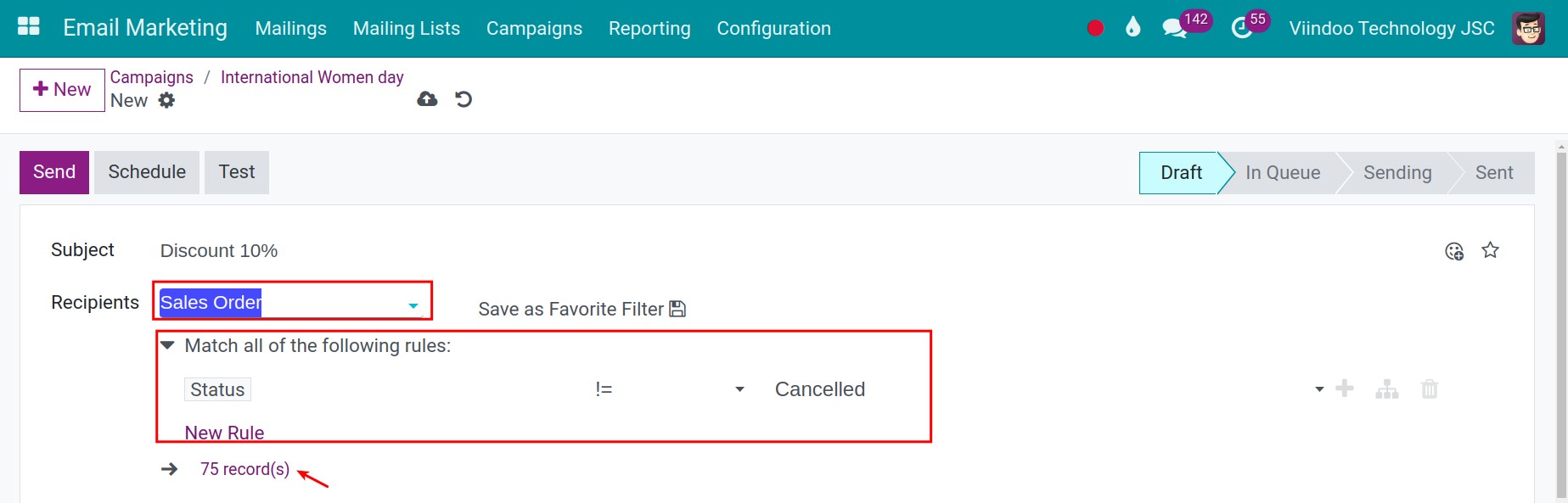 Match condition for sale order type.