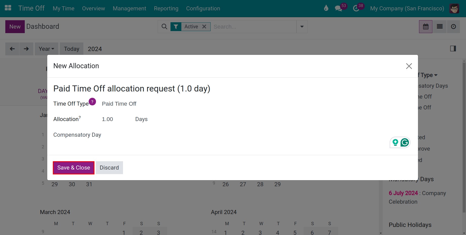 Fulfilling the information of the allocation request
