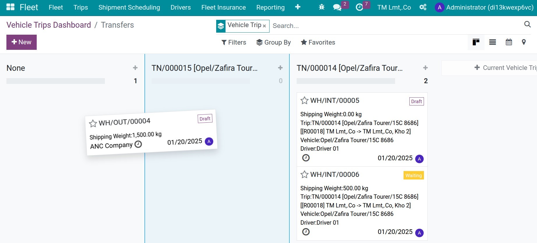 Assign transfers for trip