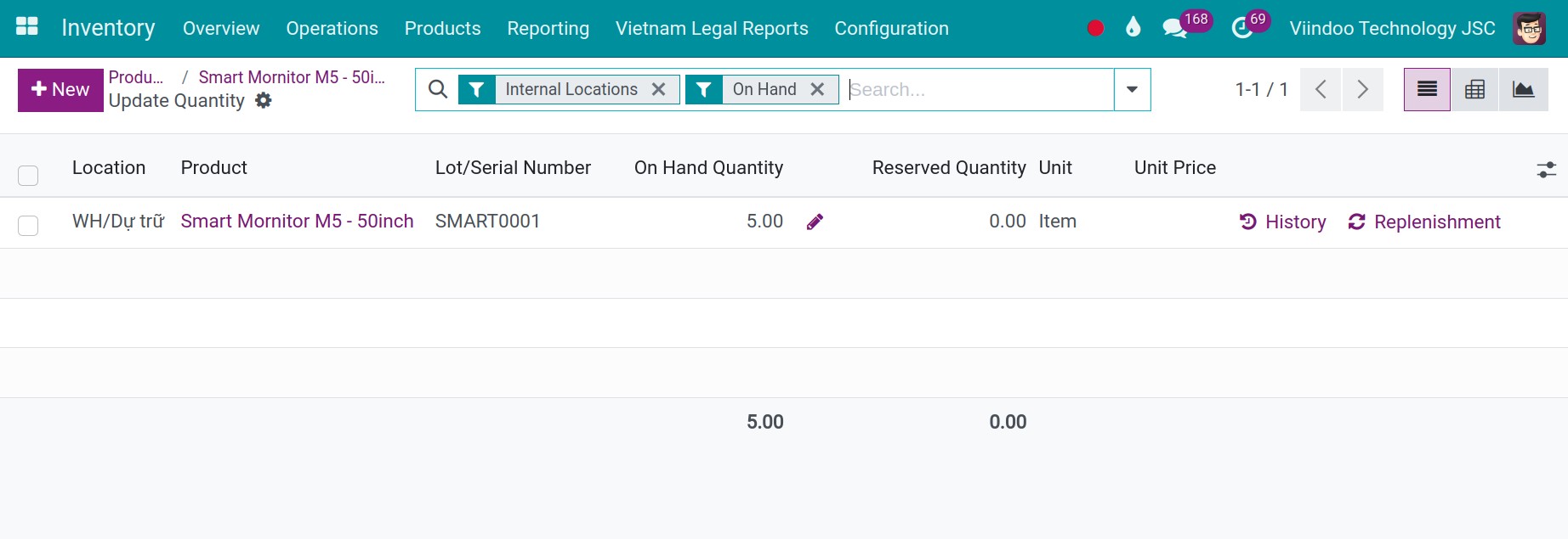 Update inventory quantity