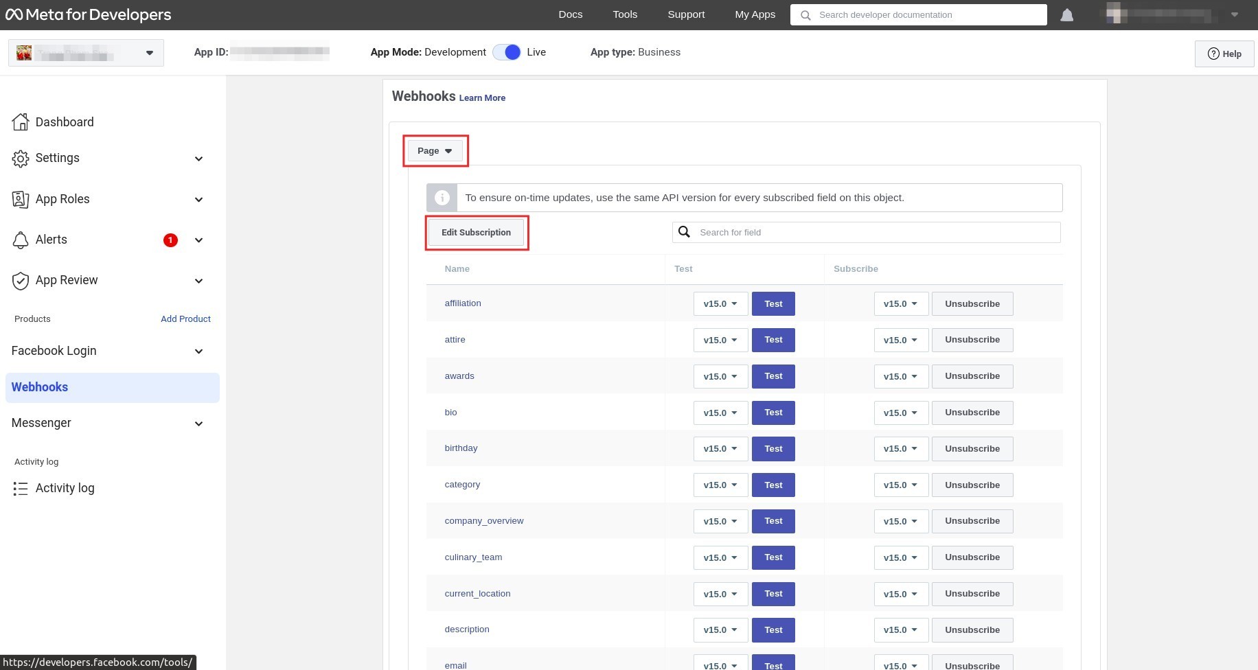 Select Page option