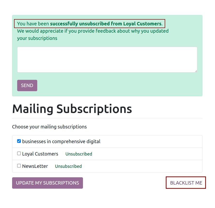 Unsubscribe the email