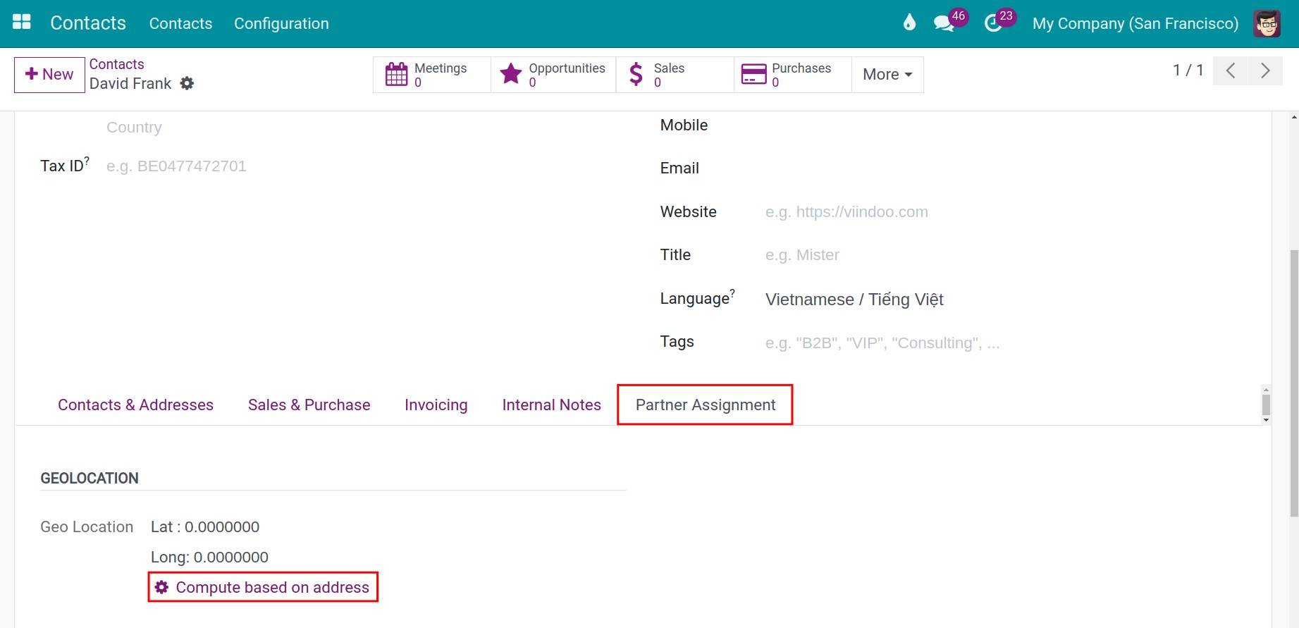 Geolocate a contact