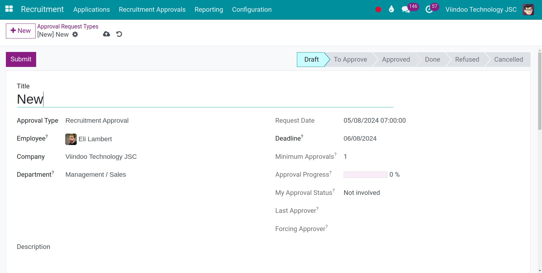 create recruitment request
