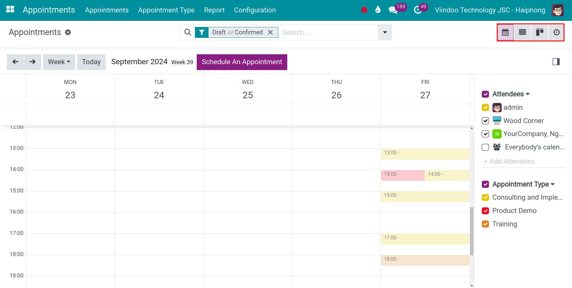 View the appointment calendar using various interfaces