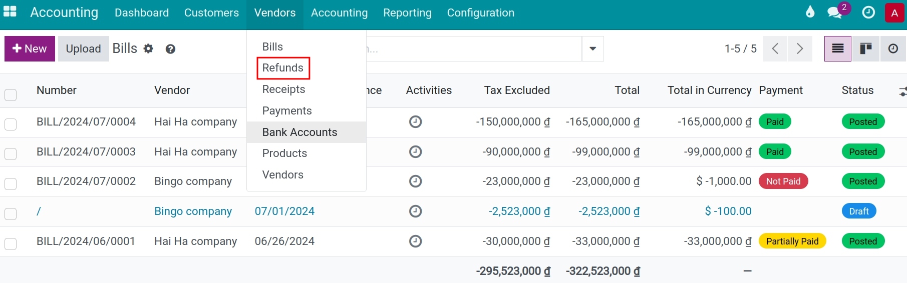 Refunds - Viindoo Accounting