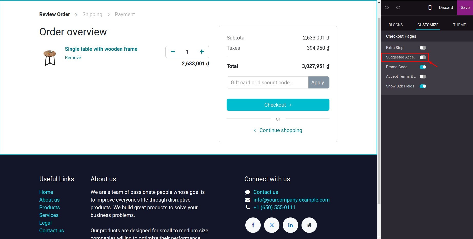 Disable the Accessory Products in my cart feature - Viindoo
