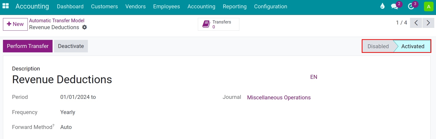 Account balance carry forward in Viindoo
