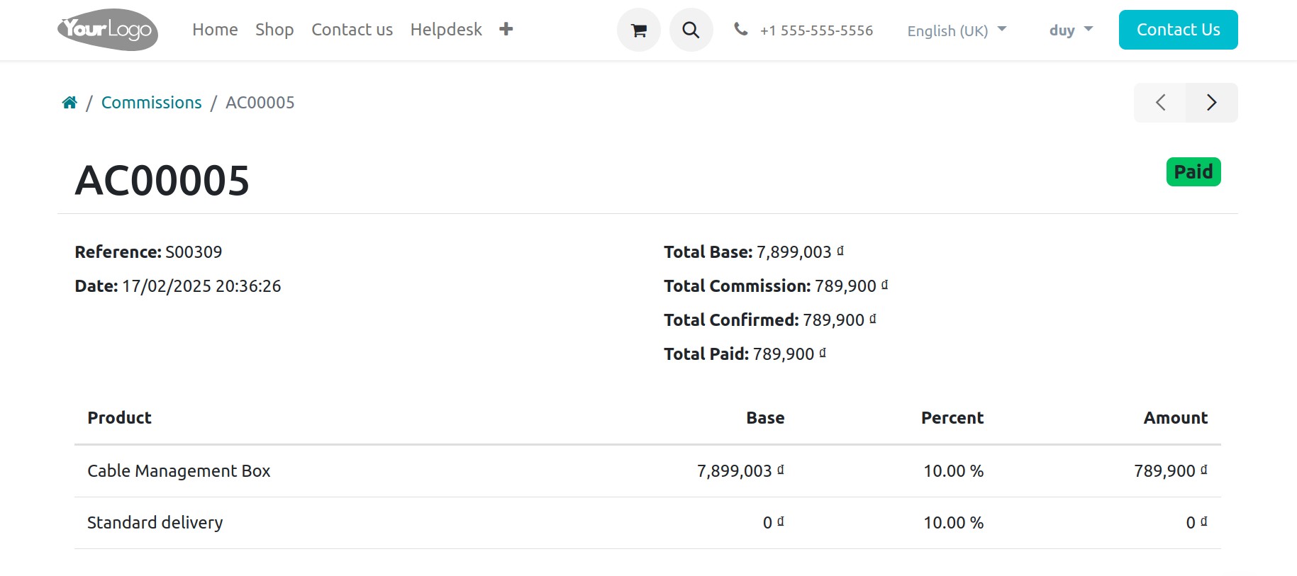 check affiliate commission on the website