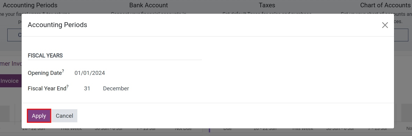 Fiscal periods - Accounting app Viindoo