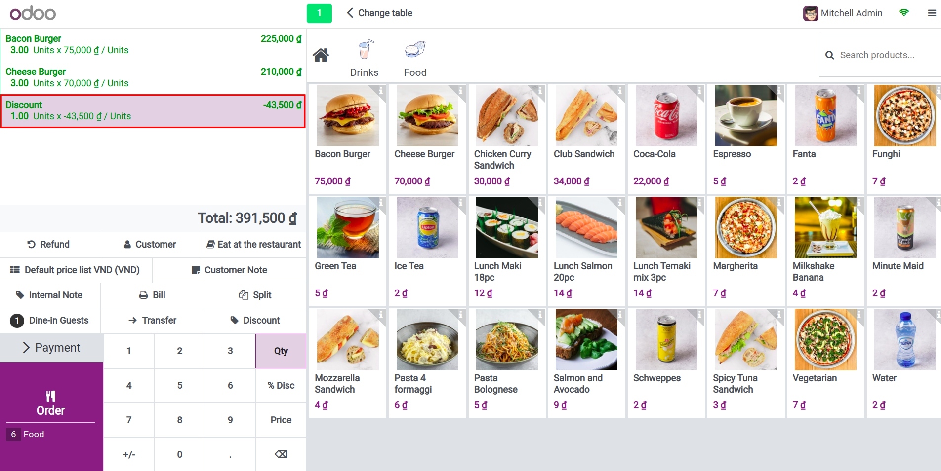 Input discount percentage on order with Viindoo PoS