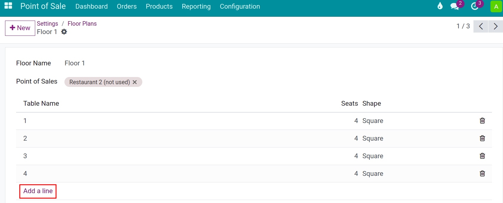Set-up floors in viindoo pos