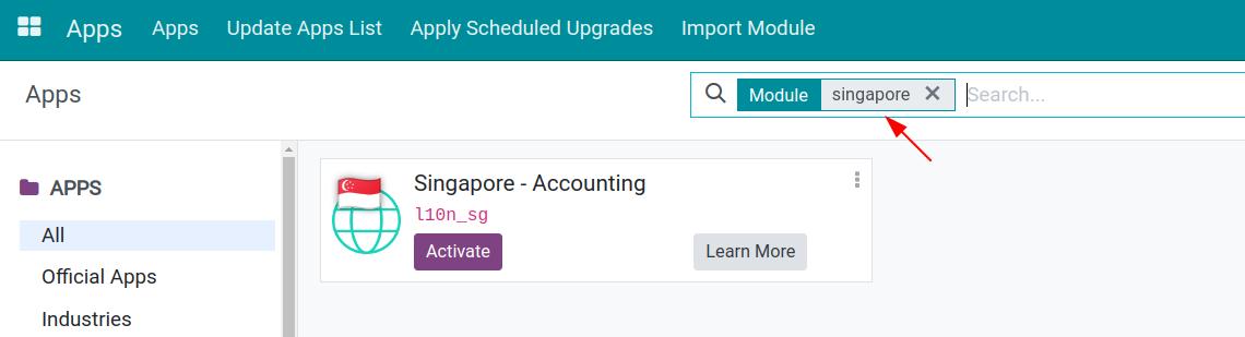 Searching fiscal localization module by Country name in Viindoo