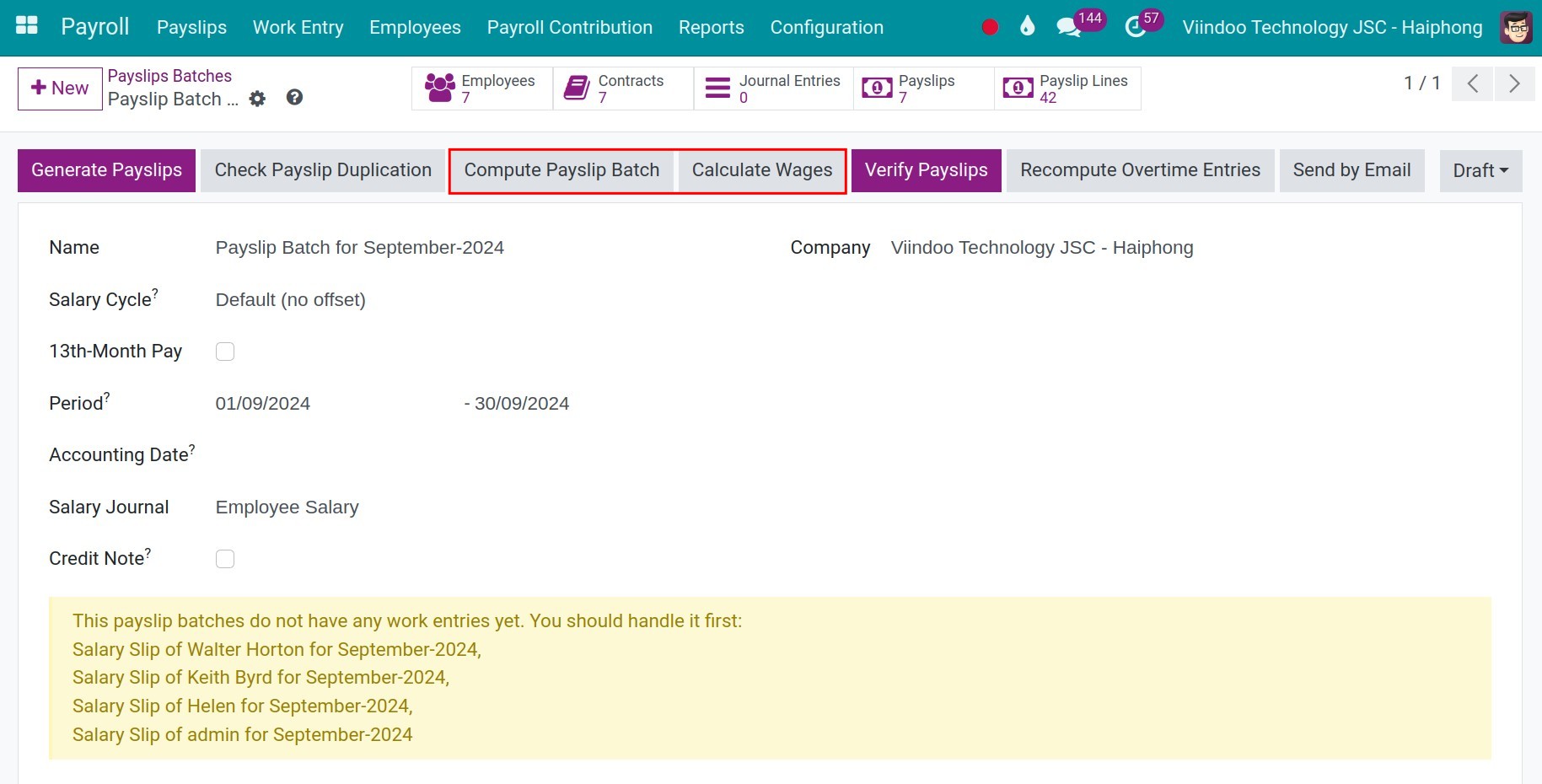 Calculating payroll amount - Payroll management software Viindoo Viindoo