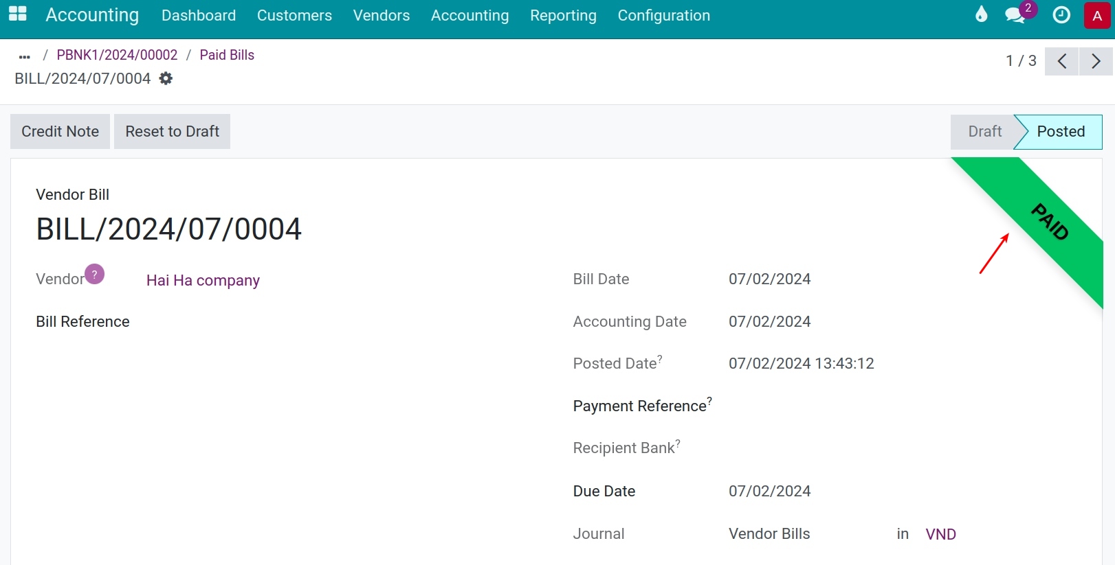 Auto-reconciliation in Viindoo Accounting app