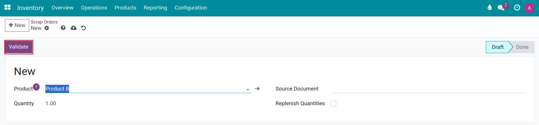 Validate a scrap order in Viindoo