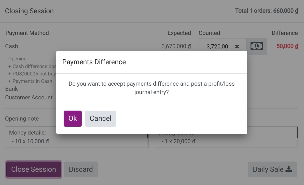 Closing balance difference is bigger than the authorized amount
