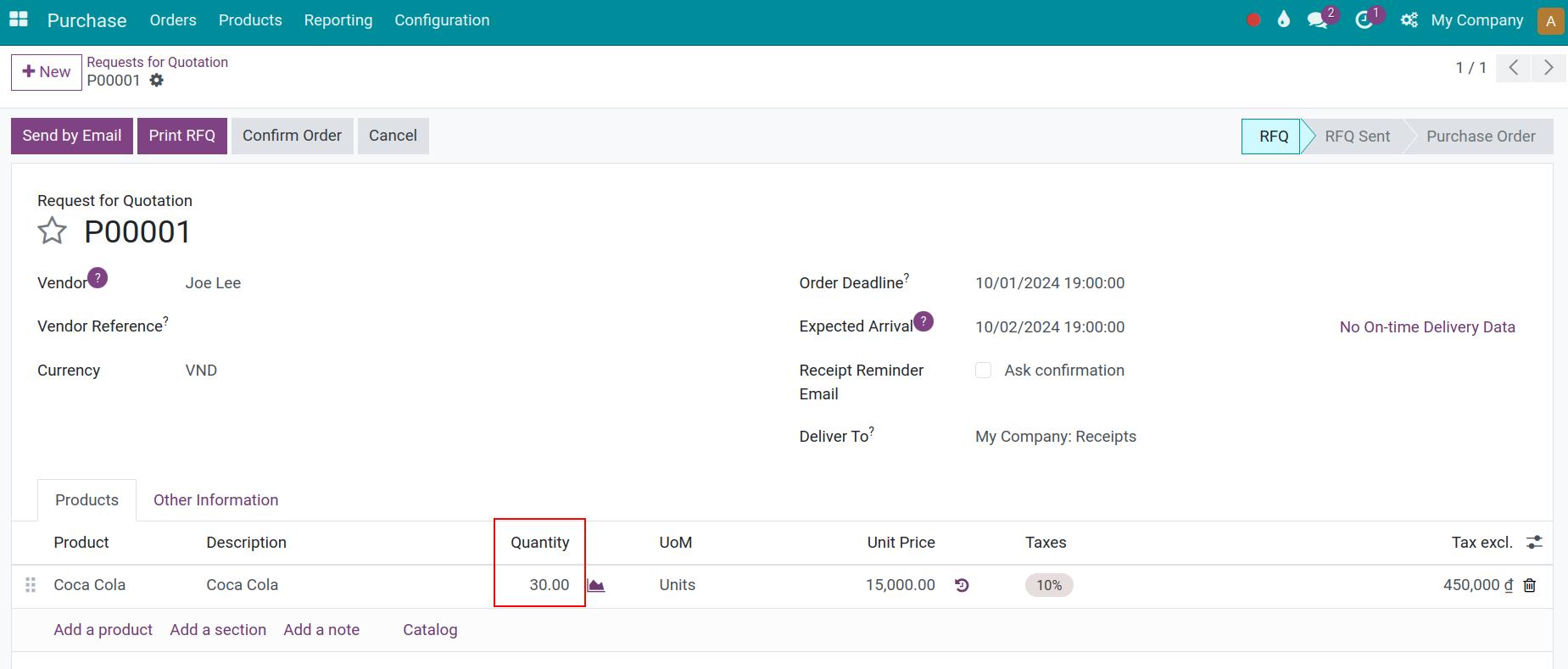 Apply reordering rules for purchase order in Viindoo