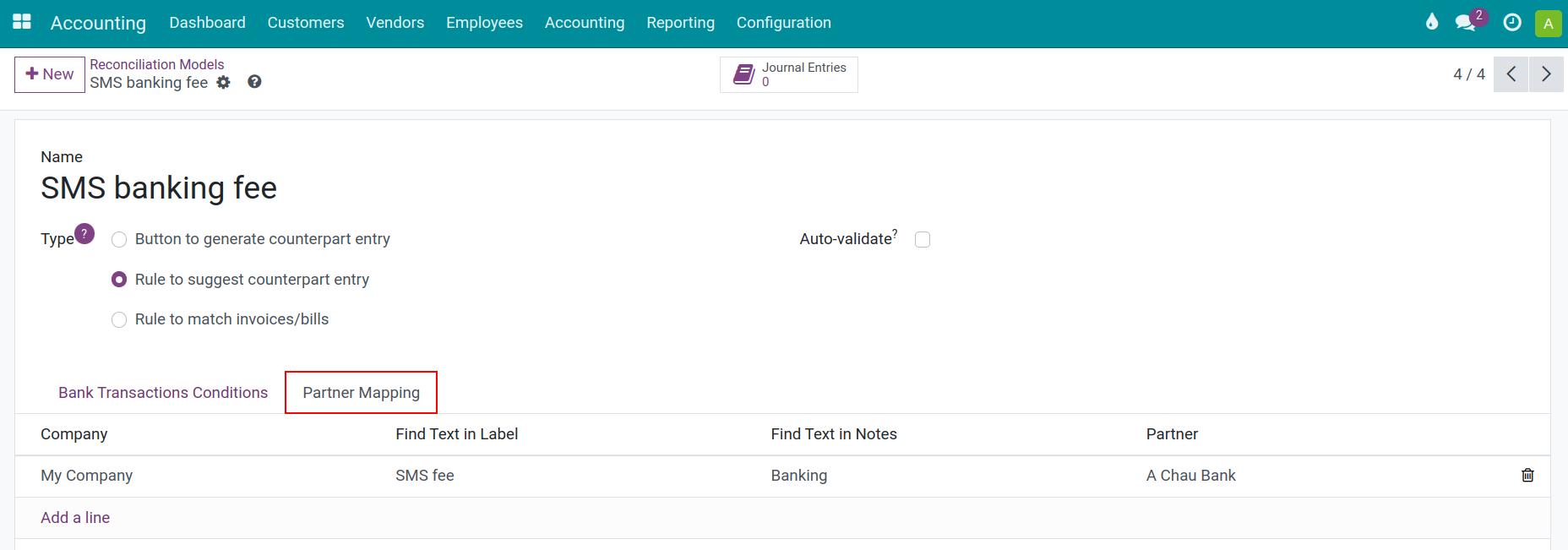 Partner mapping view in Viindoo