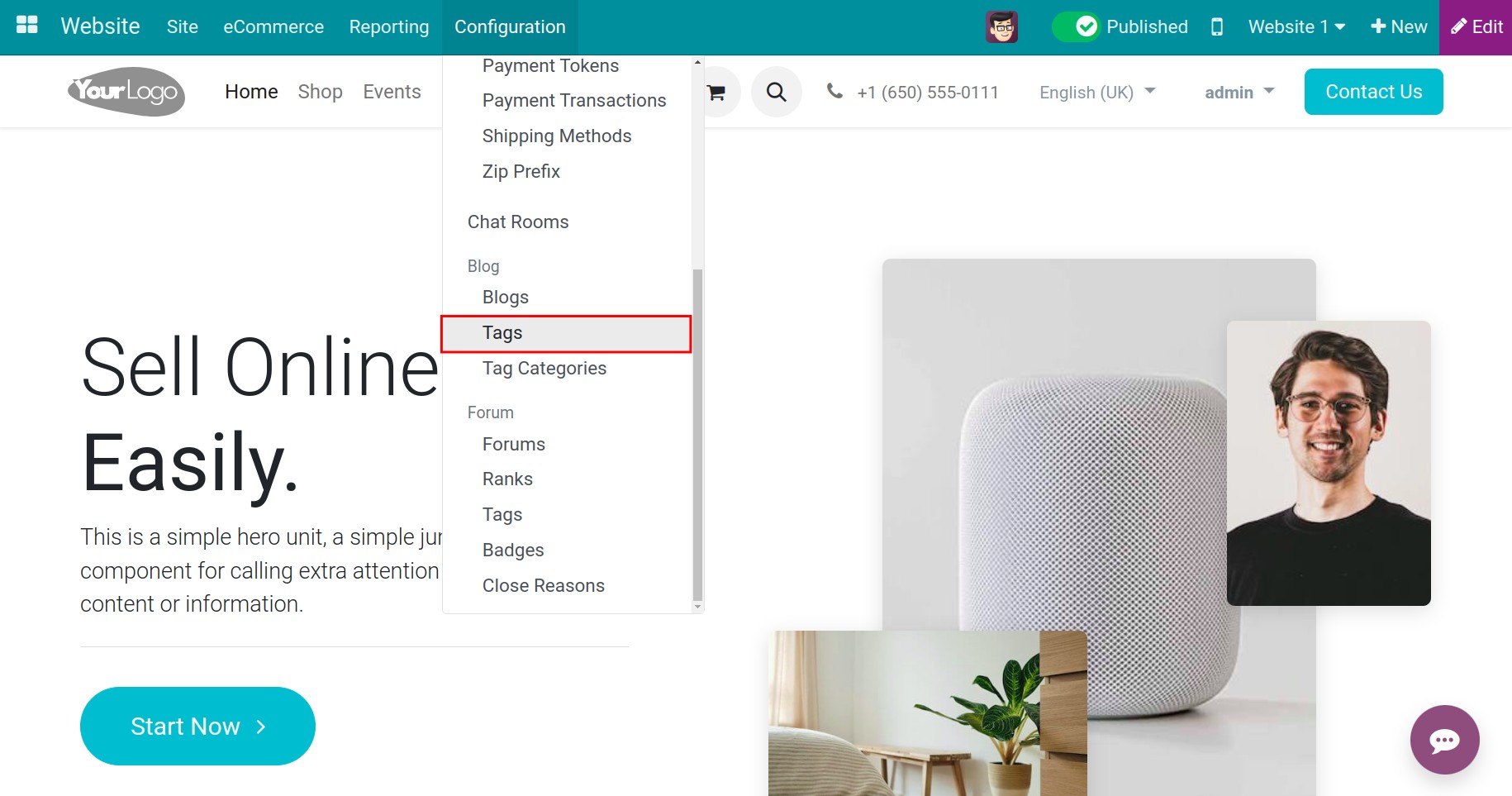 create tags in Viindoo