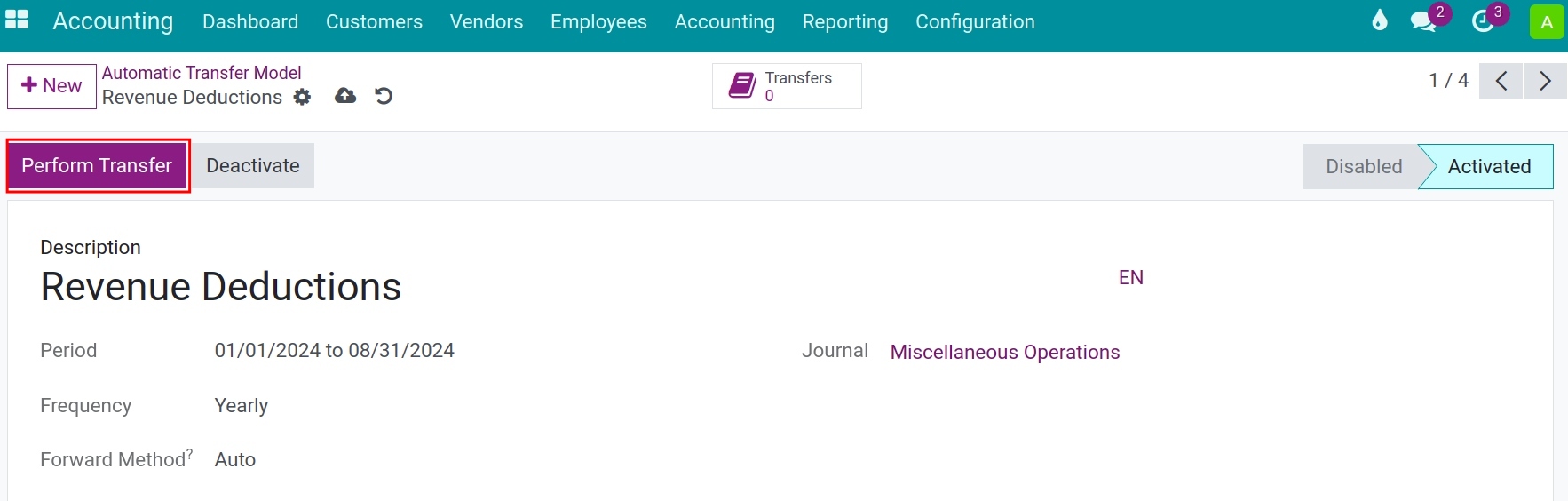 Account balance carry forward in Viindoo