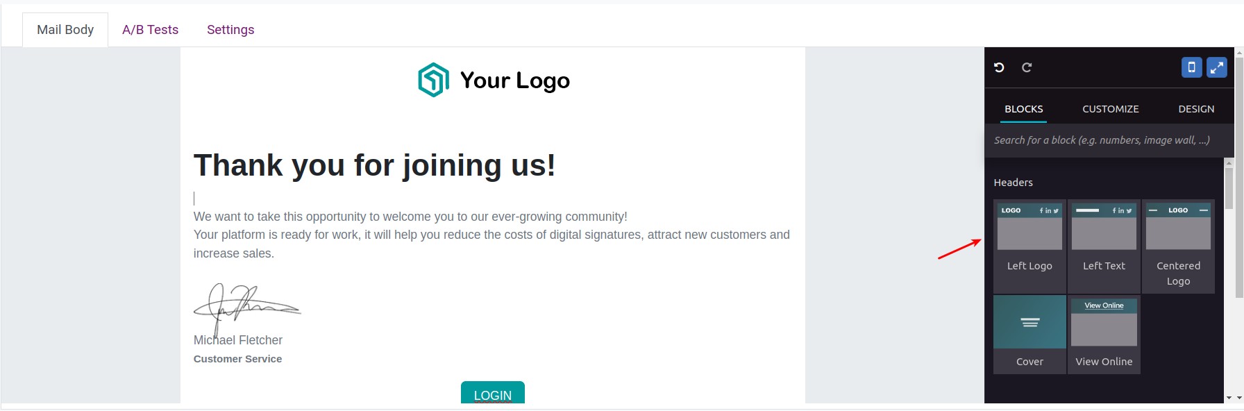 Edit the email content