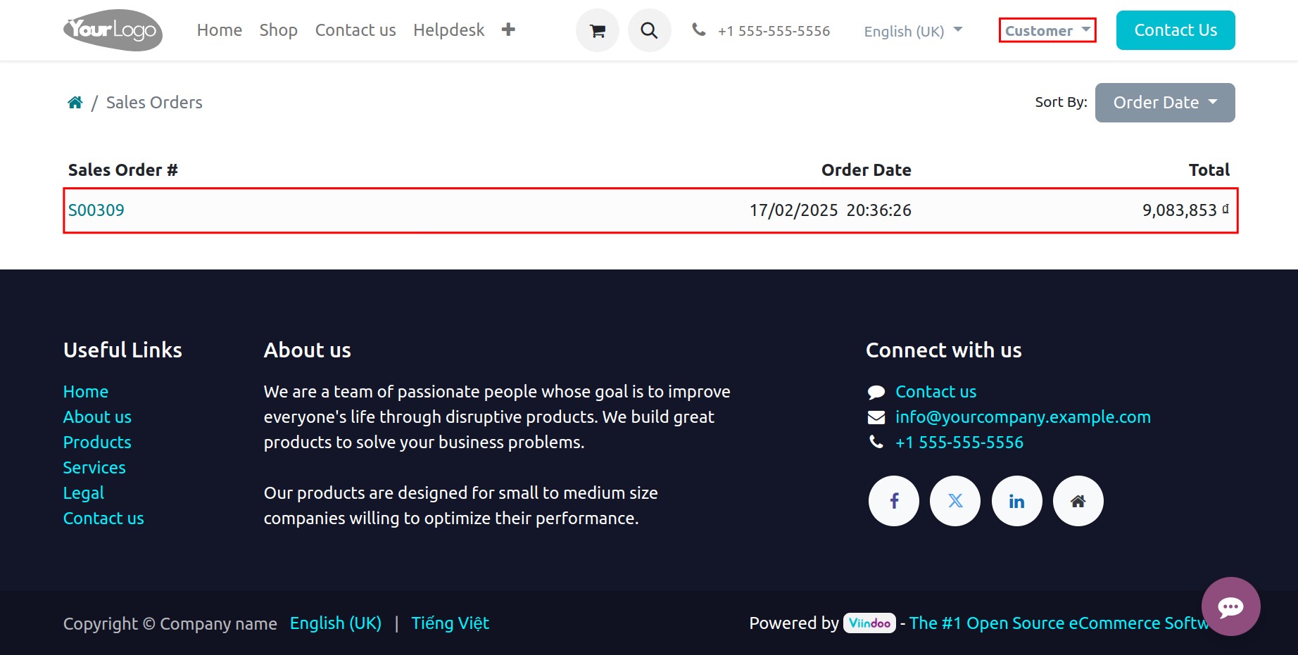 the first order of customer