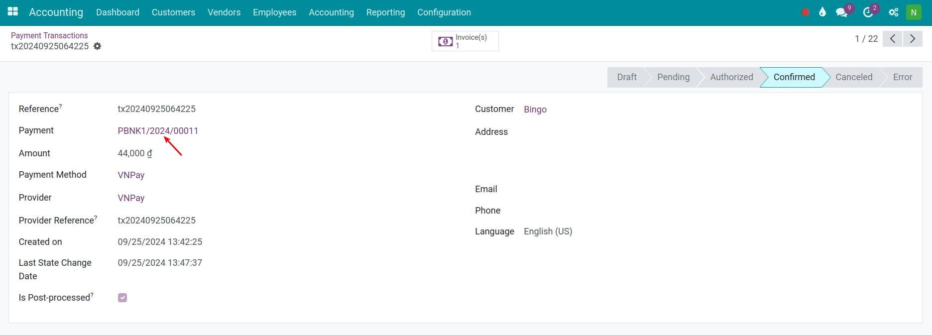 Payment details