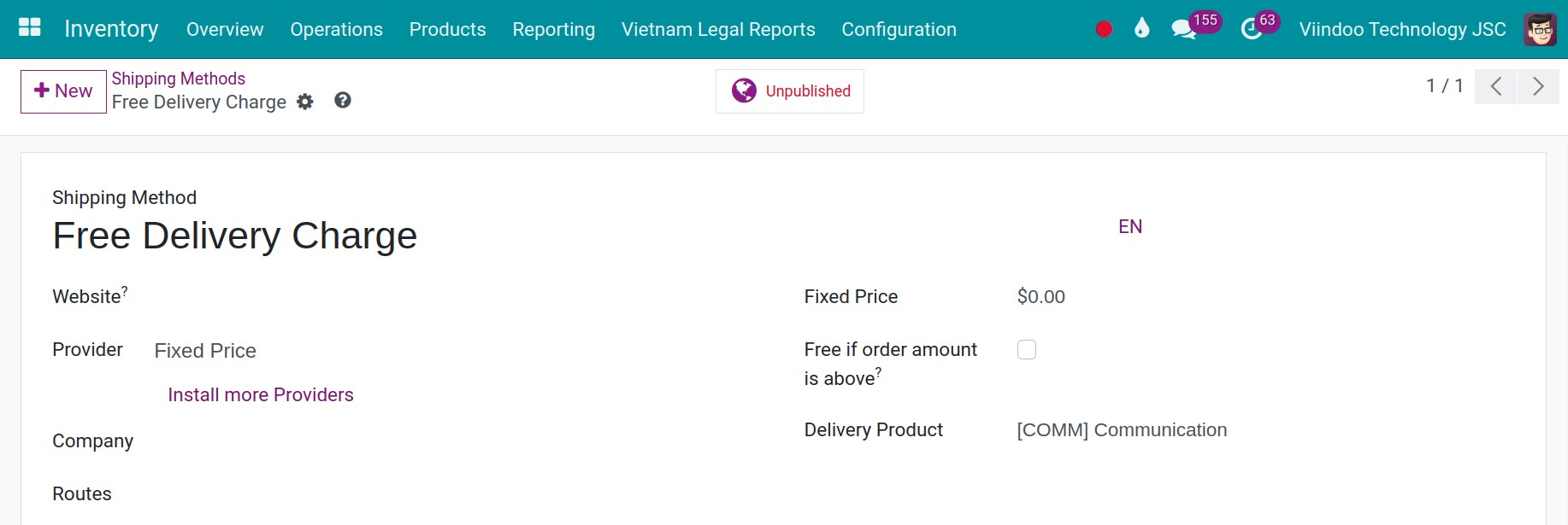 display result for fix price option