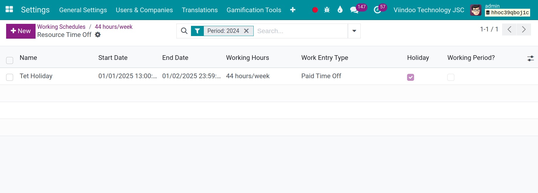 Saving Public time off on working times