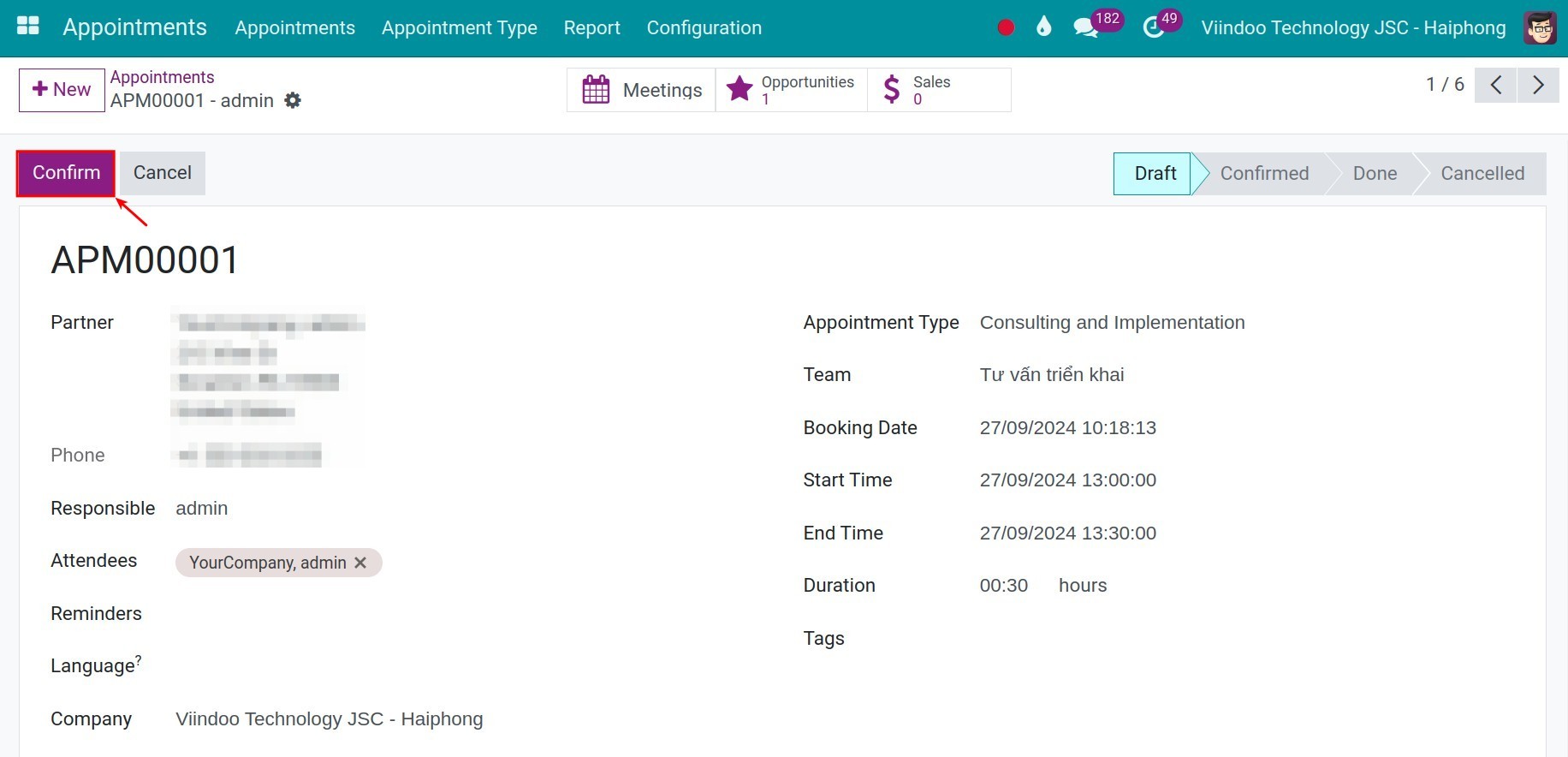 Confirm an appointment