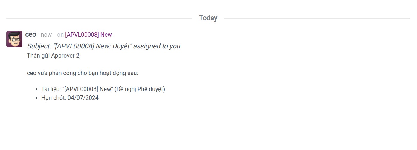 Second approval notification - Viindoo