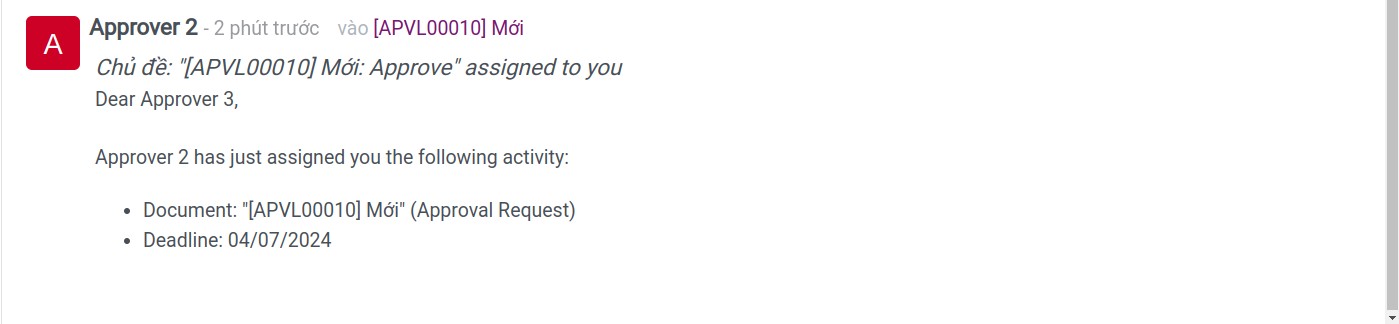 Third approval notification - Viindoo