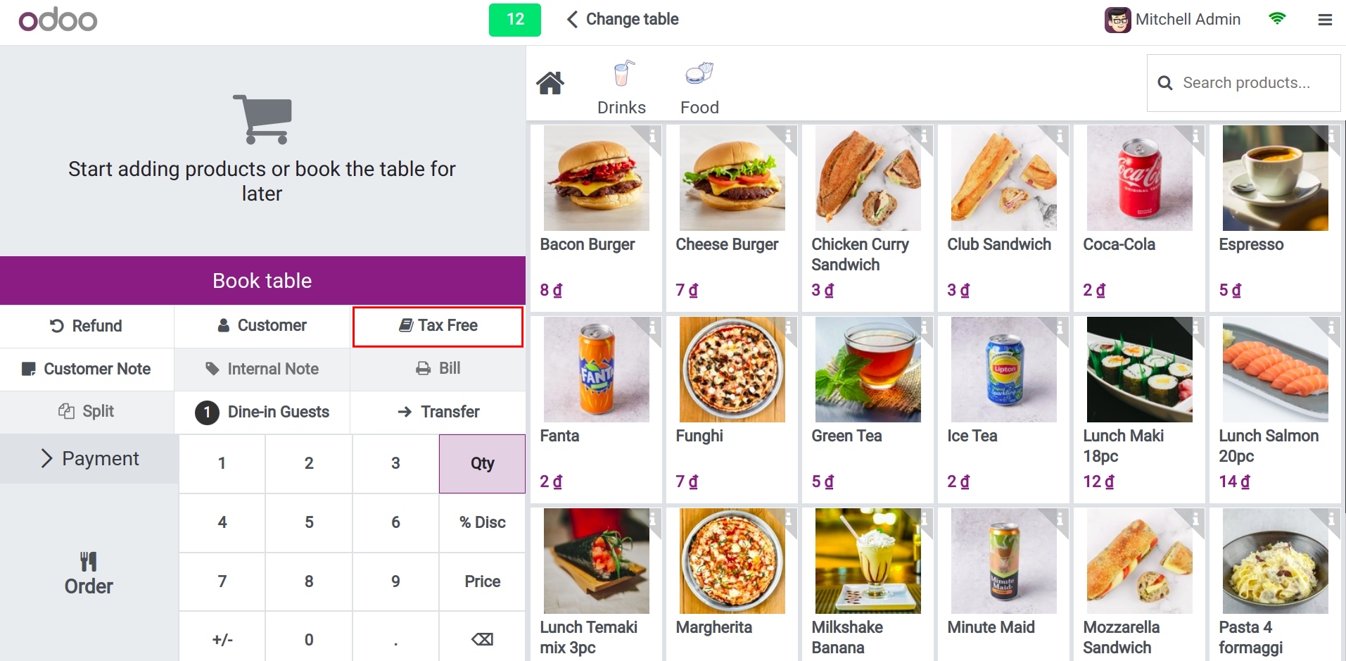 Point of Sale user interface PoS - Viindoo