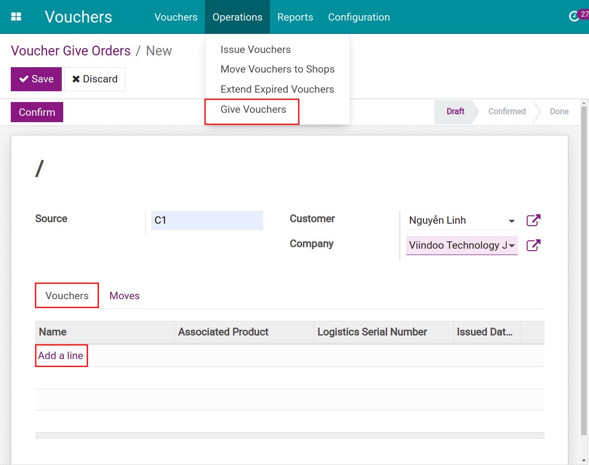 Create voucher giving records