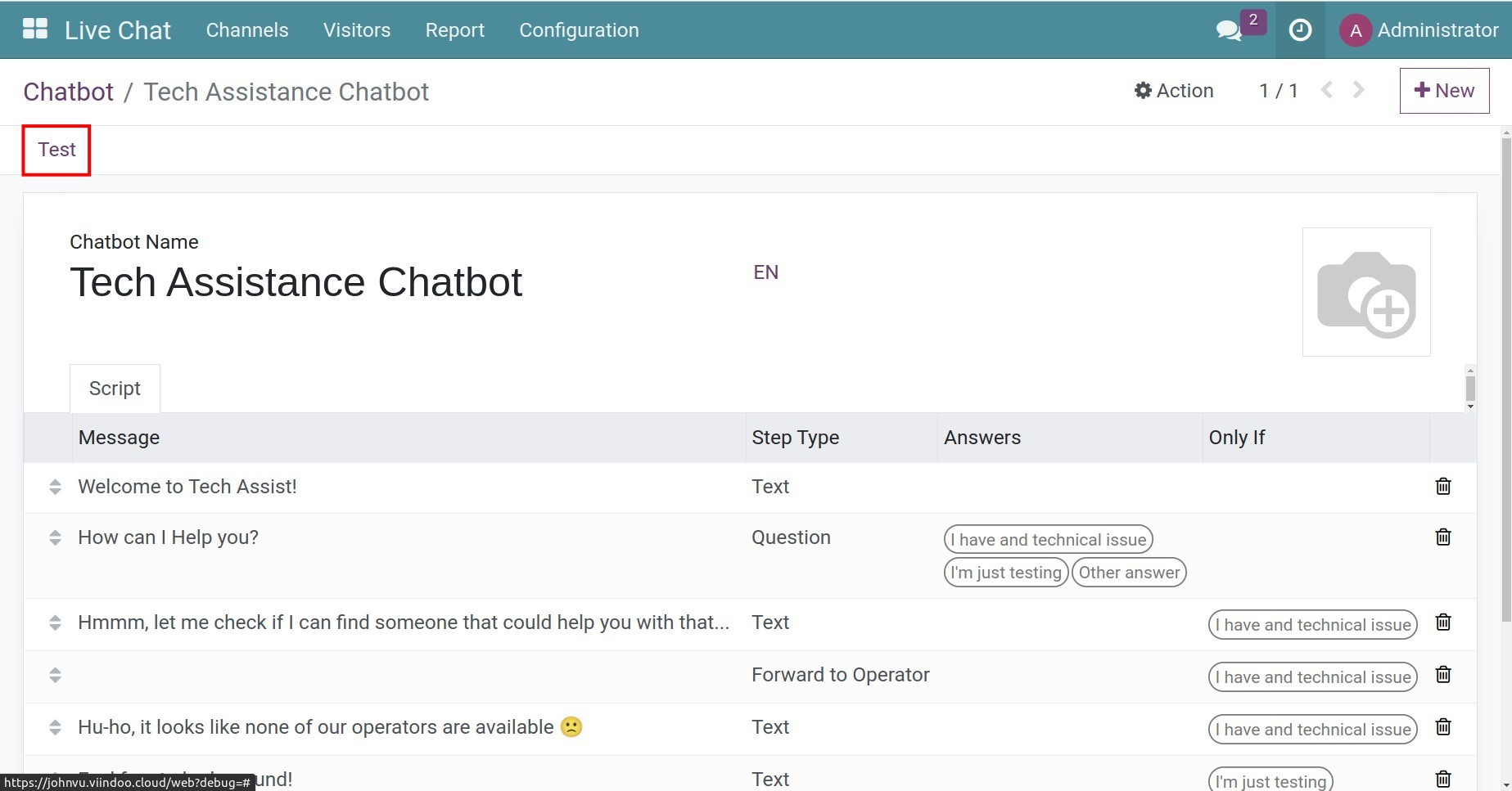 Test chatbot